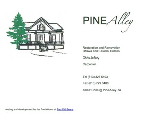 Visual image of PineAlley.ca web site.