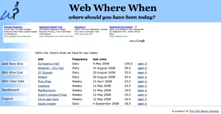 Visual image of WebWhereWhen.com web site.